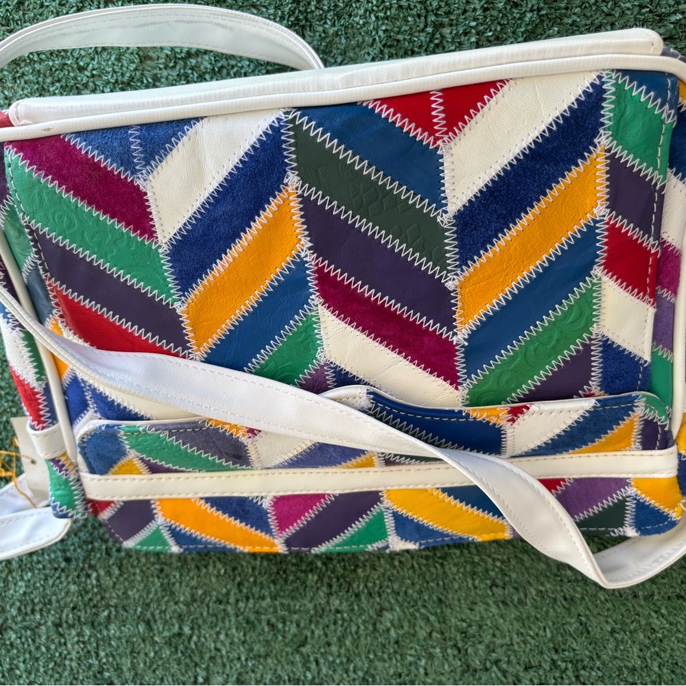 Vintage leather Multicolor Chevron Pattern Women's Bag